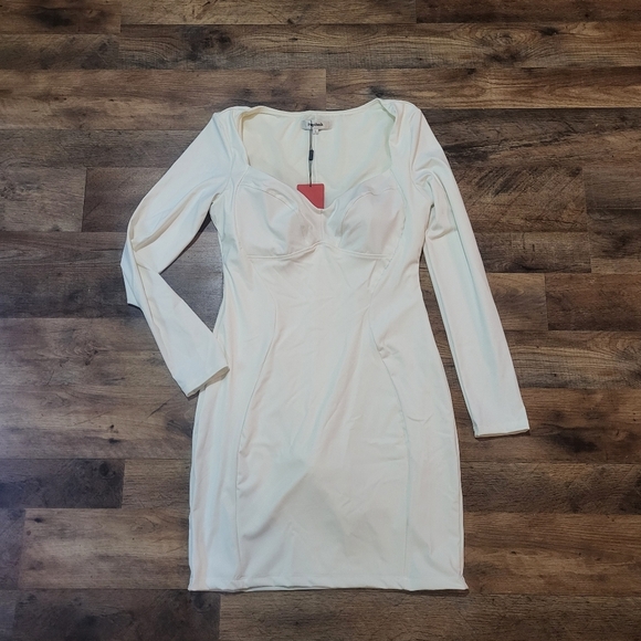 Popilush White Redtag Thermal Longsleeve Shapewear Tummy Control Bodycon Dress L - Picture 6 of 11